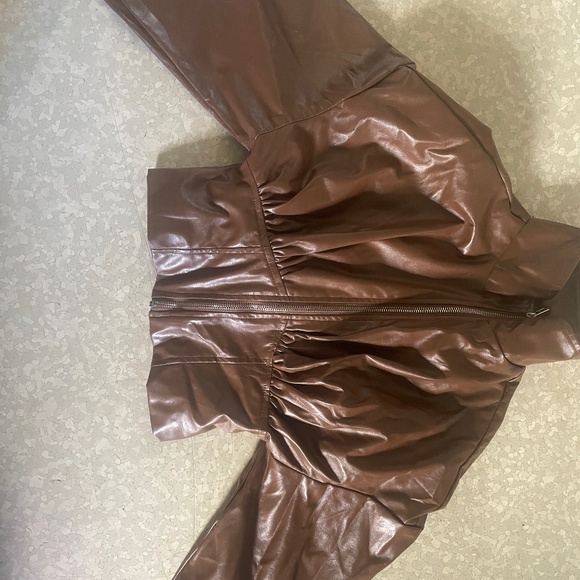 Cute Brown 2000s Leather Jacket - Picture 1 of 5